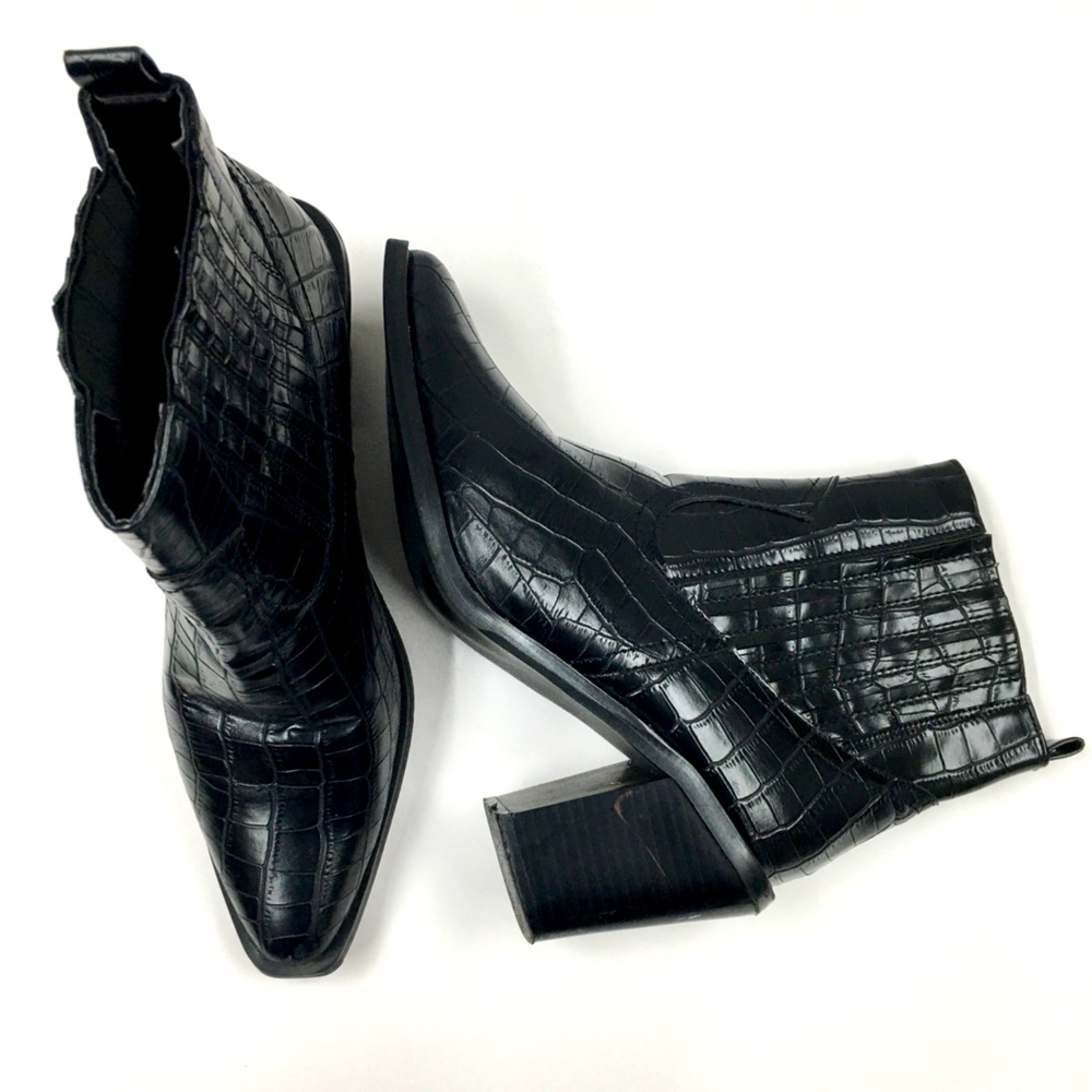 Seven 7 Eve Faux Leather Ankle Boots 8 Black Western Festival Coastal Cowgirl